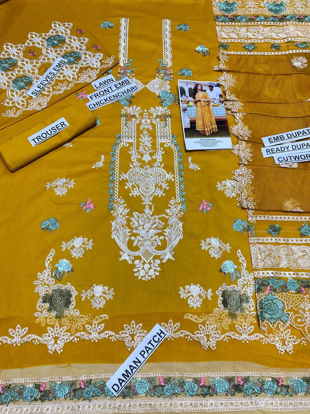 3 Pcs Women's Unstitched Chikankari Embroidered Suit