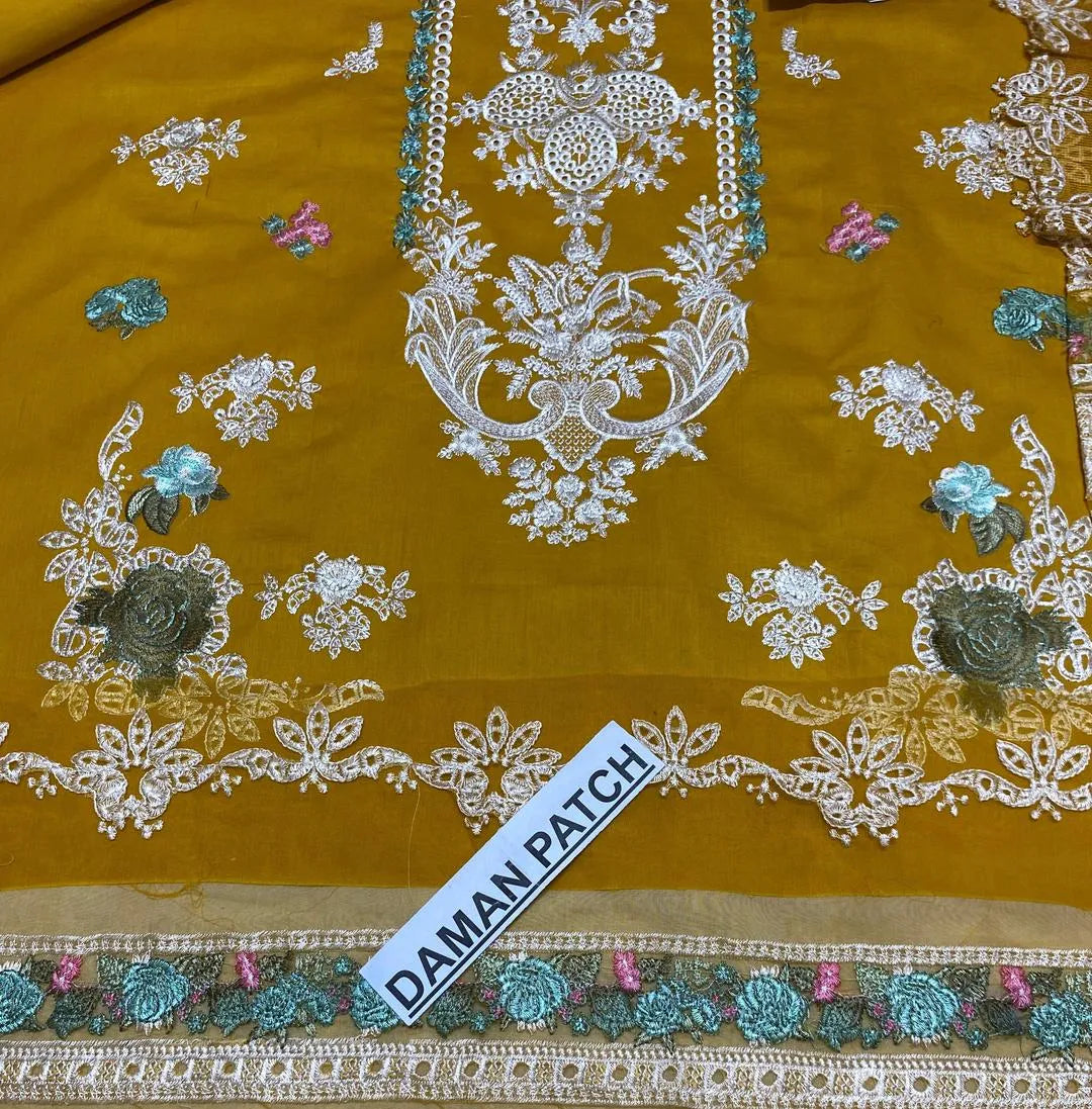 3 Pcs Women's Unstitched Chikankari Embroidered Suit