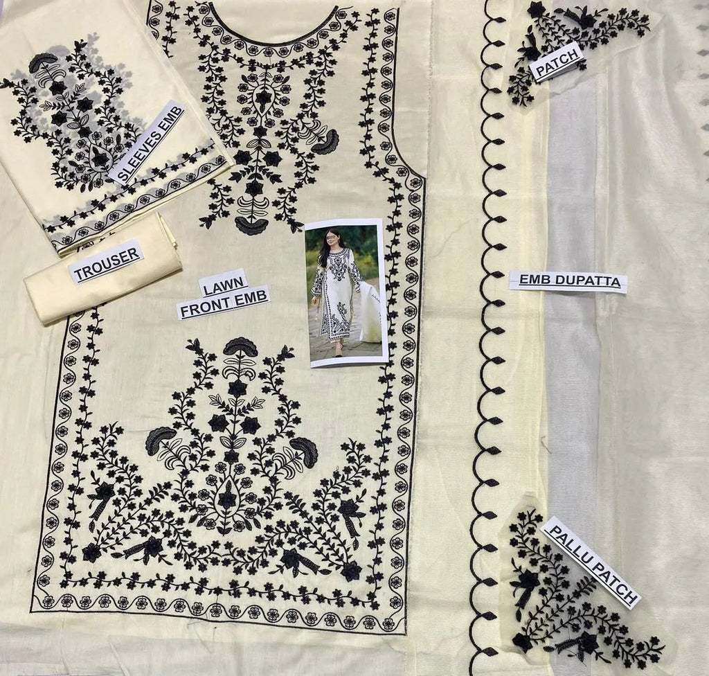3 Pcs Women's Unstitched Embroidered Suit