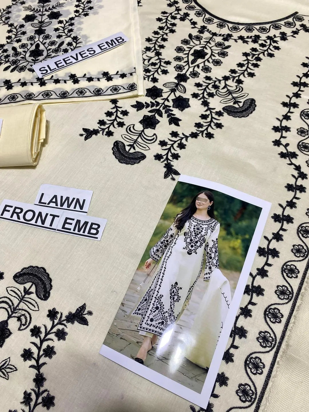 3 Pcs Women's Unstitched Embroidered Suit