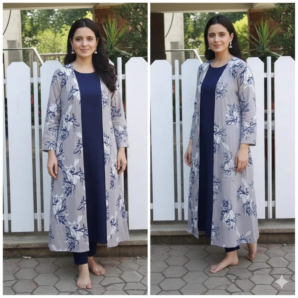 3 Pcs Women's Stitched Shamoz Silk Printed Gown Suit