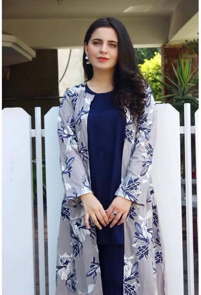 3 Pcs Women's Stitched Shamoz Silk Printed Gown Suit