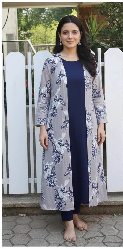 3 Pcs Women's Stitched Shamoz Silk Printed Gown Suit