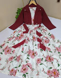 2 Pcs Women's Stitched Georgette Printed Maxi And Jacket