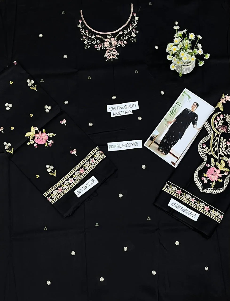 2 Pcs Women's Unstitched Embroidered Suit