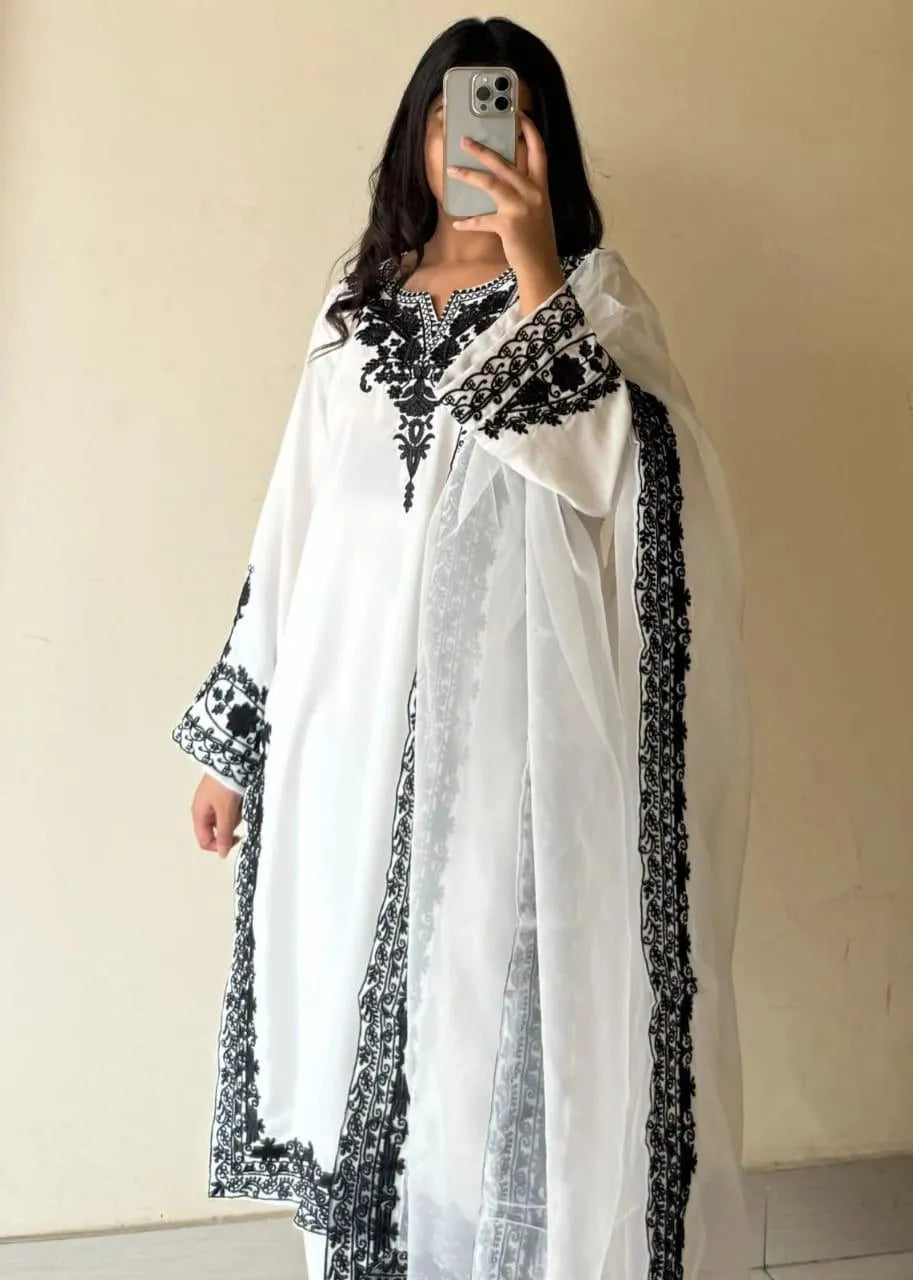 3 Pcs Women's Stitched Organza Embroidered Suit