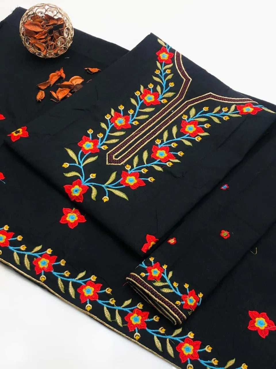 2 Pcs Women's Unstitched Embroidered Suit
