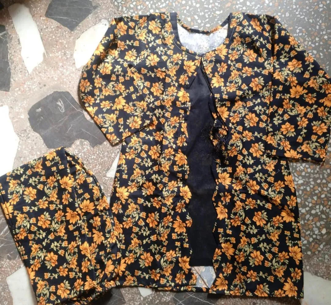Stylish Brown Khaddar Embroidered Shirt and Trouser Set - 2 Pcs for Everyday Wear