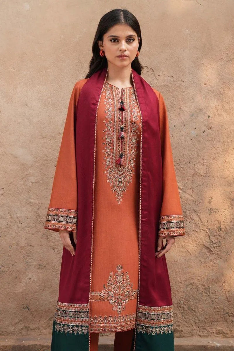3 Pcs Women's Unstitched Embroidered Suit