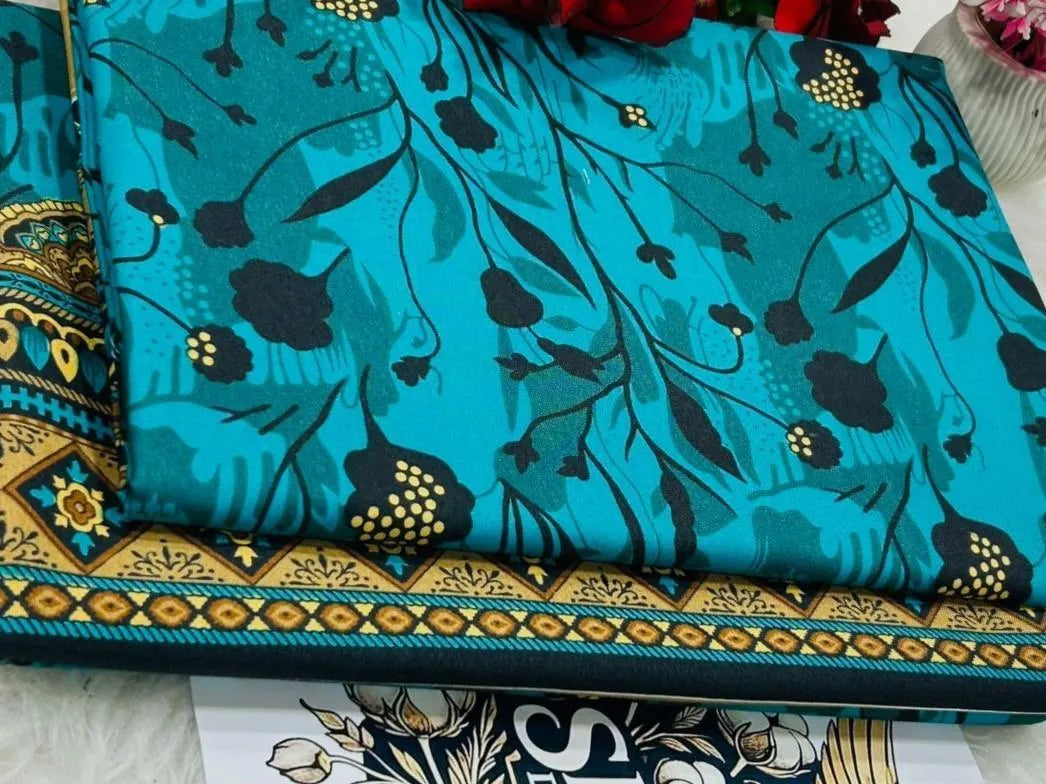 2 Pcs Women's Unstitched Printed Suit